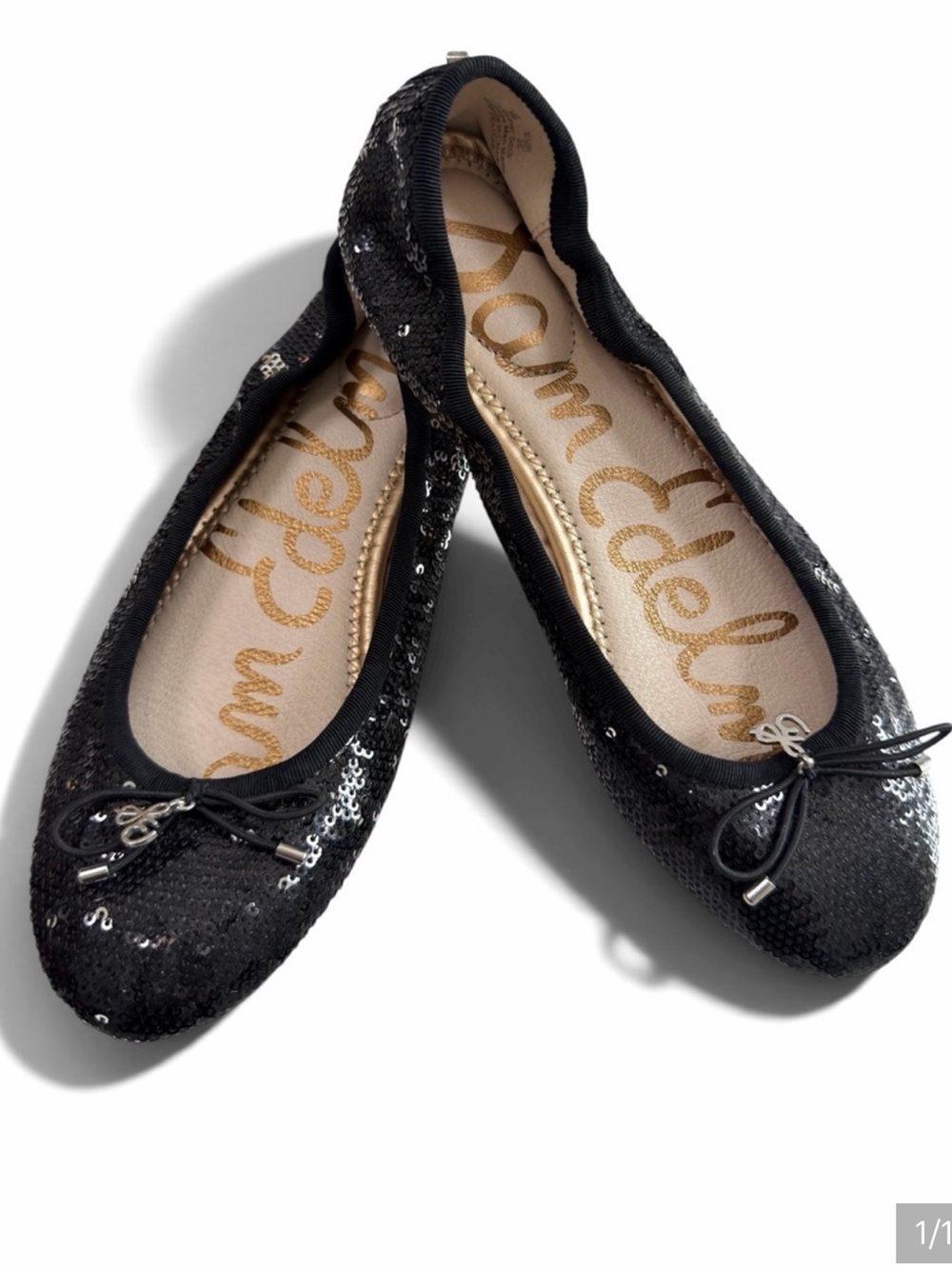 Sam Edelman Felicia Flat Size 8 (Black Sequins)